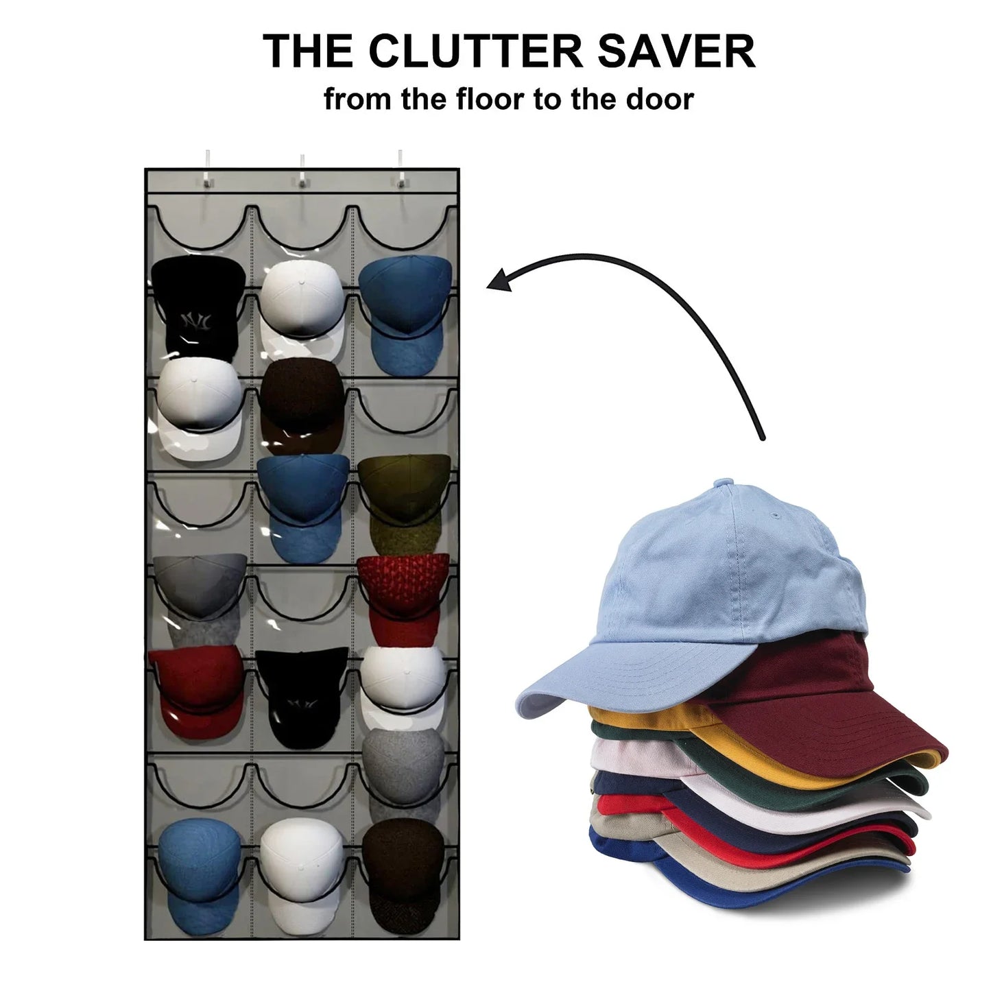 Hut-Organizer mit 24 Taschen – Türhängeregal für Caps