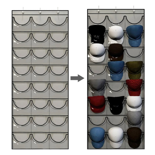 Hut-Organizer mit 24 Taschen – Türhängeregal für Caps